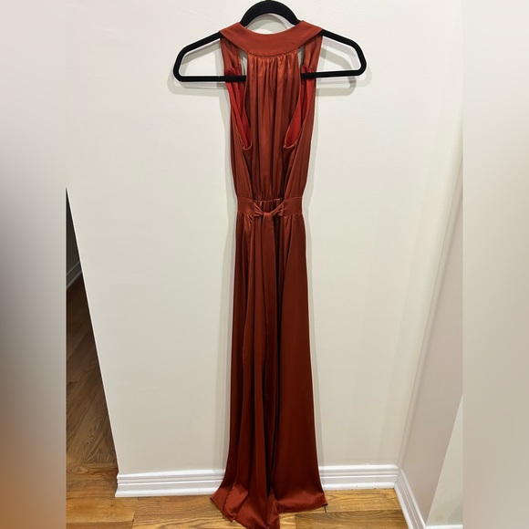 Women’s BalticBorn Rust Colored Long Satin Dress - Picture 3 of 4